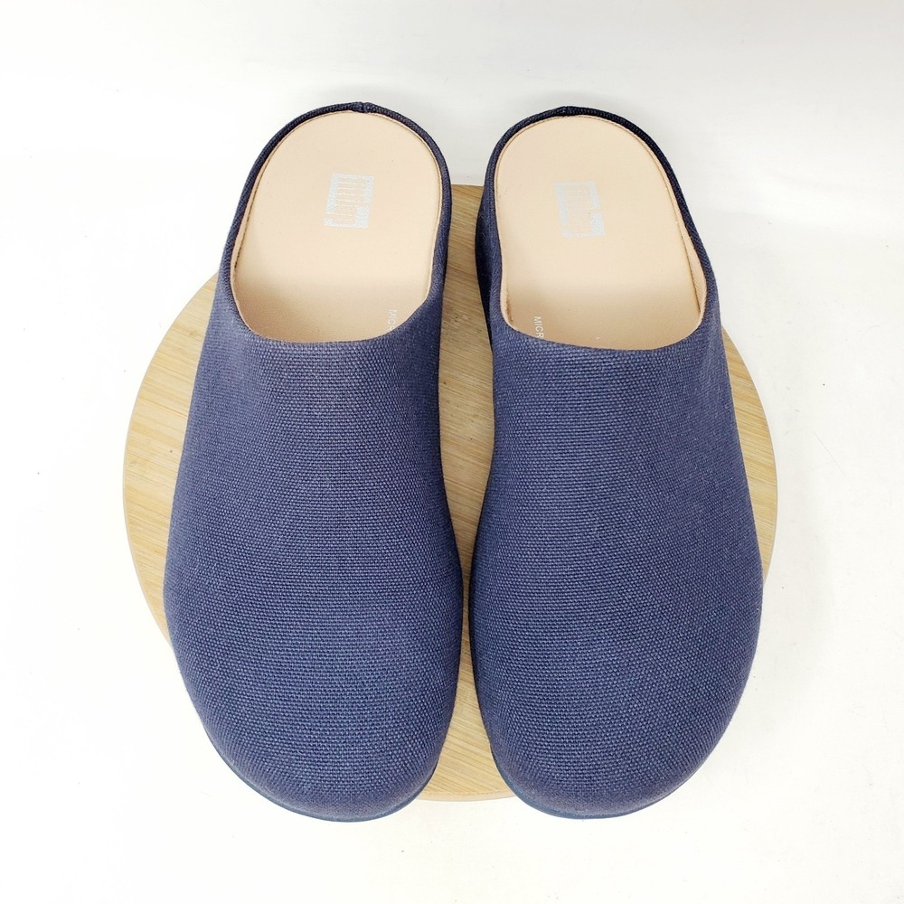 Fit Flop Shuv Clogs Womens 8 Blue Canvas Slip On Platform Shoes - Picture 4 of 15